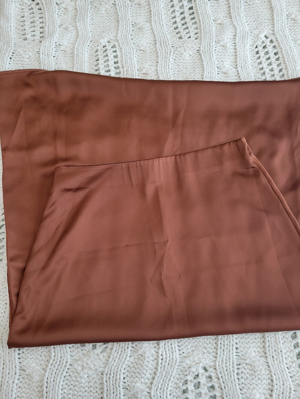 Satin terracotta high waisted maxi skirt